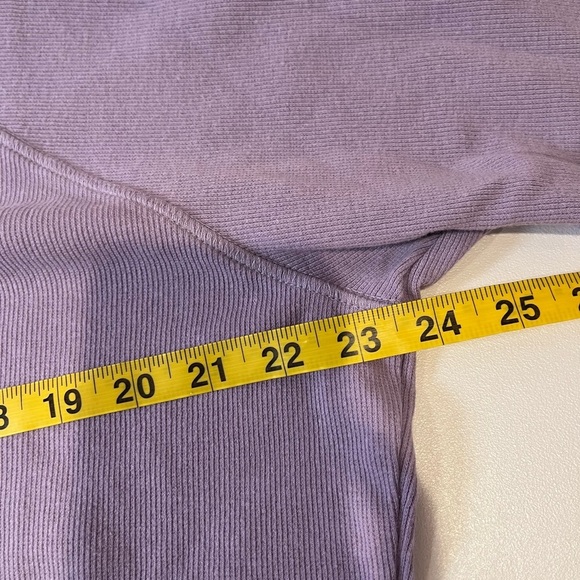 Y2K Purple Waffle Cropped Long Sleeve Top fall minimal preppy coquette retro - Picture 6 of 7